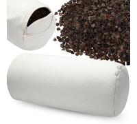 DoubleFill Buckwheat Pillow Cylinder Bolster Pillow to Provide Firm Support, Cervical Neck Roll Adjustable with Organic Pillowcase, Tartary Buckwheat Hulls