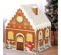 DoubleFill Giant Cardboard Gingerbread House Stand up Christmas Gingerbread Playhouse Holiday Sweets House Decor Cardboard Craft Activity for Xmas Kids Families 40.5 x 32 x 26.5