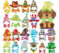 DoubleFill Magnetic Diamond Art Kit, 42 Pcs DIY Wooden Dog Background Board, Interchangeable Accessories, Art Craft Kit for Home Party School Office Decor