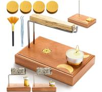 DoubleFill Palo Santo and Sage Holder Natural Wood Incense Burner Holder for Palo Santo and Sage Smudge Sticks Lasting Burning Sage Holder for Burning Bowl for Spiritual Meditation Gift