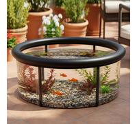 DoubleFill Pop up Pond, 27.6 x 11.81 Inch Pop up Inflatable Pond Kit Outdoor Indoor Aquarium Water Feature Container with Aeration Pump Above Ground Backyard Patio Garden Decoration