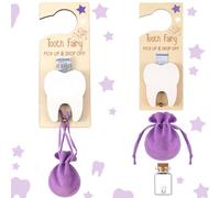 DoubleFill Tooth Fairy Holder Bag Hanger with Money Slot Keepsake Bottle Velvet Pouch Tooth Fairy Box Encourage Gift for Lost Teeth Boy Girl Milk(Classic,Purple)