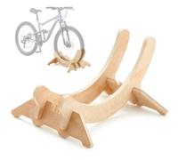 DoubleFill Wooden Stationary Bike Floor Stand Bicycle Indoor Storage 4 Adjustable Sizes Fit Commuter, Mountain, Road, Gravel Bikes Etc, Bike Wheel Wooden Display Stop Suitable for Home(Solid)