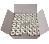 Doublelin, Prewound bobbins,Plastic Sided, Size A, Class 15, 15J, Brother SA156, 144pcs,White Color,100% Polyester 75/D2,140 Yards,Compatible with Most Babylock,Berenia,Brother,Janome,Juki,Singer