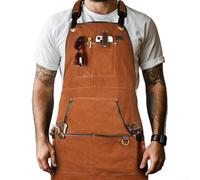 Doublesided flame retardant welding apron with double faced fleece material for electricians carpenters auto repair protection and stain resistance (Camel)