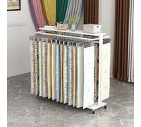 DoubleSided Metal Fabric Roll Display Stand with Wheels Sample nizer Rack Textile Storage Holder (White 150x135cm/59x53.1in) Commercial Use