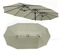 DoubleSided Patio Umbrella Replacement Canopy 460x270cm 12 Ribs Market Parasol Top Cloth TripleSize Outdoor Umbrella Cover (Taupe)
