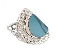 Doublet Fire Opal 925 Sterling Silver Ring - Oval 18x12mm Cabochon Stone, Bezel Set Multicolor Gemstone, Boho Statement Ring for Women 63 (20.10)