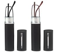 DOUBLETAKE 2 Pairs of Classic Readers in Slim Pen Clip Portable Hard Case Reading Glasses +1.25