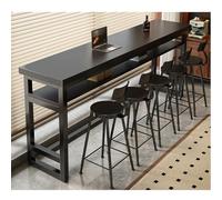 DoubleTier Solid Wood Bar TableNarrow Kitchen Di Table Counter Height Pub Table with Sturdy Metal Frame 39.4" L x 11.8" W x 40.9" H Black Finish
