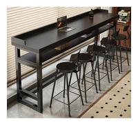 DoubleTier Solid Wood Bar TableNarrow Long Kitchen Di & Counter Height Pub Table with Sturdy Metal Frame 70.9" L x 11.8" W x 40.9" HPerfect for Small Spaces (Black)