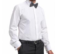 DoubleTwo - Men’s White Tuxedo Dress Shirt - Premium, Classic Fit, Double Cuff Formal Shirt - Easy-Care (Single)