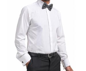 DoubleTwo - Men’s White Tuxedo Dress Shirt - Premium, Classic Fit, Double Cuff Formal Shirt - Easy-Care (Single)
