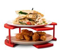 Doublewave 2-Tiered Sturdy Microwave Plate Stacker Heats Two Dinner Plates at Once, No Wilting! BPA and Melamine Free is Like Adding an Extra Shelf in Your Microwave (Red)