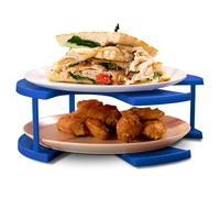 DoubleWave Large Blue Two Tier Microwave Plate Stacker | Sturdy and Safe, Stacks Multiple Bowls, BPA-Free, Durable