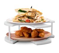 DoubleWave Mini Neutral two tier microwave plate stacker | Microwave heated dinner plate stacker for faster cooking efficiency | BPA Free plate stacker for durable and long-lasting use (Mini)