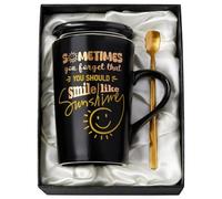 Doublewhale Gifts for Men, Thank You Mug Set with Lid Spoon Card Gift Box