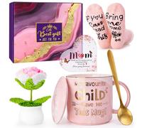 Doublewhale Gifts for Mum from Daughter Son Funny 10oz Coffee Mug Acrylic Plaque Crochet Flowers Fluffy Socks Gift Set Mums Gifts for Birthday Mothers Day Mama Mummy Mother in Law Bonus Step Mum