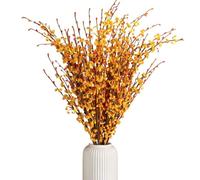 DoubleWood 10Pcs 29.5" Long Artificial Flower Winter Jasmine Folk Pip Berry Plant Dry Branches for Fall Decor Home Table Vase Thanksgiving Decor (10, Orange)