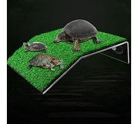 DoubleWood Lawn Turtle Basking Platform Turtle Resting Basking Platform, Simulation Grass Turtle Ramp for Turtle Tank, for Small Reptile Frog Terrapin (Large)