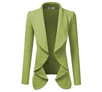 DOUBLJU Classic Draped Open Front Long Sleeve Business Casual Work Deconstructed Blazer Jackets for Womens with Plus Size, Awobl0320_sage, XL