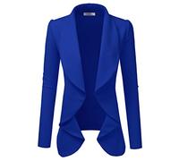 DOUBLJU Classic Draped Open Front Long Sleeve Business Casual Work Deconstructed Blazer Jackets for Womens with Plus Size, Awobl0320_royal, 3XL Plus
