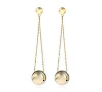 Doubnine Big Ball Earrings Drop Dangle Chain Gold Hanging Statement Golden Earrings for Women, Brass Acrylic