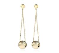 Doubnine Big Ball Earrings Drop Dangle Chain Gold Hanging Statement Golden Earrings for Women, S, Metal Brass