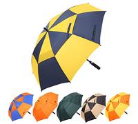 Doubwell Golf Umbrella 54/62/68 Inch Automatic Large Windproof Umbrella Oversized Stick Rain Umbrella For Man and Woman Can Shade For Golfer And Family (Yellow/Dark Blue, 68 Inch)