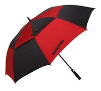 Doubwell golf umbrella large oversize 68 inches air vent double canopy windproof automatic straight rain umbrellas for men and women (black/Dark red)
