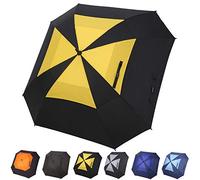 Doubwell Square Umbrella with Automatic and Windproof (Black/Yellow, 62 inch)