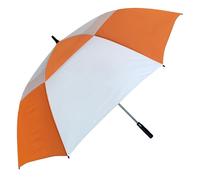 Doubwell Vented Golf Umbrella 54/62/68 Inch Automatic Extra Large Windproof Oversize Stick Rain Umbrellas For Man and Woman Can Shade For Golfer And Family (White/Orange, 62 Inch)