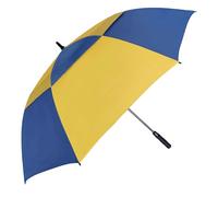 Doubwell Vented Golf Umbrella 54/62/68 Inch Automatic Extra Large Windproof Oversize Stick Rain Umbrellas For Man and Woman Can Shade For Golfer And Family (Royal Blue/Yellow, 54 Inch)