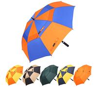Doubwell Vented Golf Umbrella 54/62/68 Inch Automatic Extra Large Windproof Umbrella Oversize Stick Rain Umbrella For Man and Woman Can Shade For Golfer And Family (Orange/Blue, 62 Inch)