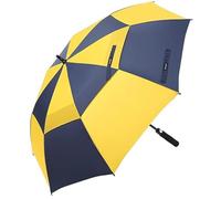 Doubwell Vented Golf Umbrella 54/62/68 Inch Automatic Extra Large Windproof Umbrella Oversize Stick Rain Umbrella For Man and Woman Can Shade For Golfer And Family (Yellow/Dark Blue, 62 Inch)