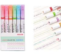 Douce 6 Curves Highlighter Set, Tip Pens With 6 Different Curves Shapes Fine Tips, Colored Curves Pens, Highlighter Markers Assorted Colors, Heart/Flower/Curves/Dotted/Slash/Dot