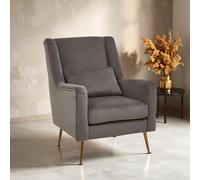 Doucet Armchair - Grey Velvet Fabric with Gold Legs