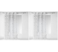 Douceur d 'Intérieur Eyelet Voile Panel, Print, Silver Infinity, Polyester, 240 x 140 cm, Ceramic, white, 140 x 240 cm (Pack of 2)