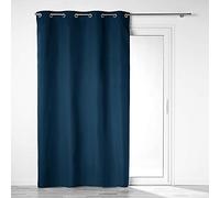 Douceur d'Intérieur, 100% Opaque Microfibre Eyelet Curtain Plain Dark Blue 140 x 260 cm