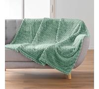 Douceur d'Intérieur, 125 x 150 cm Mini Frosty Sage Flannel Relief Blanket Plain