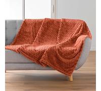 Douceur d'Intérieur, 125 x 150 cm Mini Frosty Terracotta Flannel Relief Blanket Plain