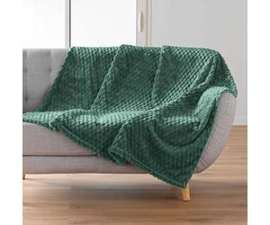 Douceur d'Intérieur, 125 x 150cm Mini Frosty Cedar Flannel Relief Plain Blanket