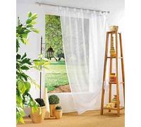 Douceur d'Interieur 135 x 240 cm Voile Uni Curtain Loops, Blanc