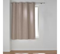 Douceur d'Intérieur, 140 x 180 cm Dark Grey Linen 100% Opaque Chambray Plain Eyelet Curtains