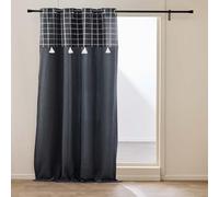 Douceur d'Intérieur, 140 x 240 cm Everest Charcoal Cotton Polyester Eyelet Curtain with Top