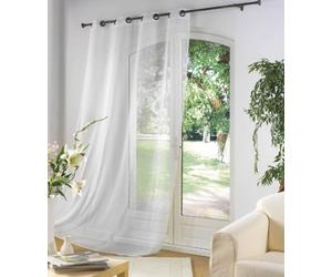 Douceur d'Interieur 140 x 240 cm Luminea Uni Curtain Metal Rings, Blanc