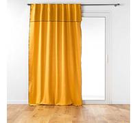 Douceur d'Intérieur 140 x 240 cm Recycled Cotton Plain Mistraline Moutard Curtain with Tabs and Valance