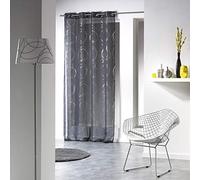 DOUCEUR D'INTERIEUR 140 x 240 cm "Voile Argent Bully" Printed Curtain Rings, Anthracite