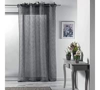 Douceur d'Interieur 140 x 240 cm Woven Voile Tab Top Curtain, Charcoal