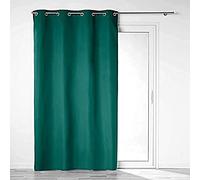 Douceur d'Intérieur, 140 x 260 cm 100% Opaque Microfibre Plain Dark Grey Emerald Eyelet Curtain